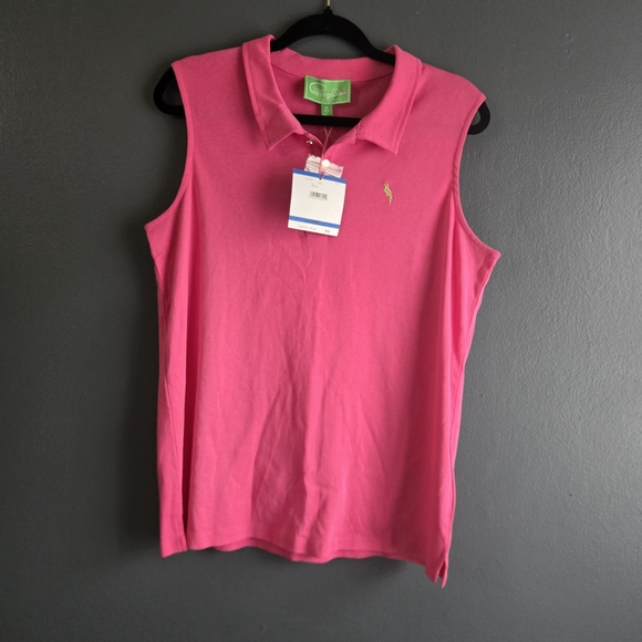 Pappagallo Tops - Pappagallo Aloha Bright Pink Sleeveless Polo Preppy Tank XL